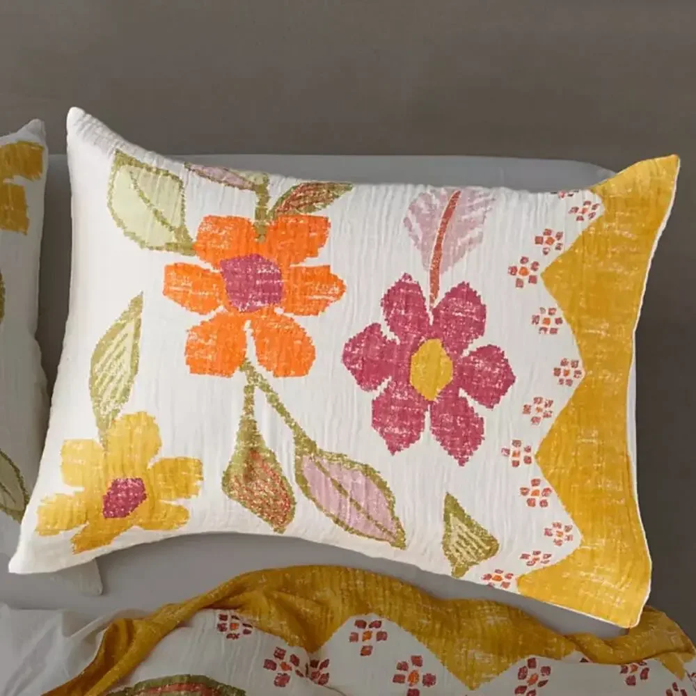 Urban Outfitters - Delia Folk Floral Gauze Pillow Sham - New